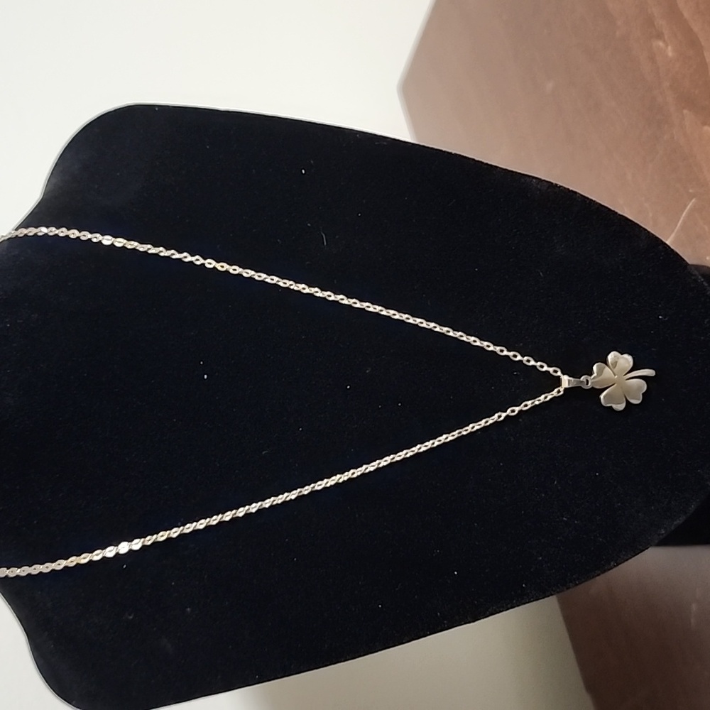Stainless Steel Gold Tone Clover Pendant Necklace